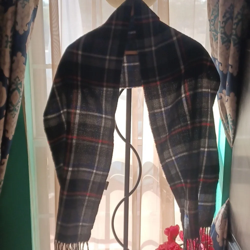 Pugs Plaid Scarf With Fringe